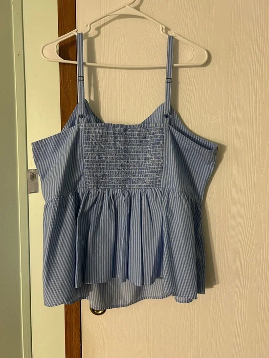 Old Navy Blue & White Striped Peplum Cami Top Size 2X - Picture 2 of 9